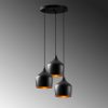 Modern Industrial Chandelier, Black Metal Body, 46 x 46 cm, Height 124 cm, Adjustable, 3 x E27 Max 40W | Stylish Lighting for Home & Office