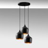 Modern Industrial Chandelier, Black Metal Body, 46 x 46 cm, Height 124 cm, Adjustable, 3 x E27 Max 40W | Stylish Lighting for Home & Office