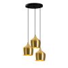 Elegant Gold Chandelier, 46 x 46 cm, Height 124 cm | Adjustable, Metal Body, 3 x E27 Max 40W | Modern Glam Design for Stylish Interiors