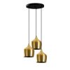 Elegant Gold Chandelier, 46 x 46 cm, Height 124 cm | Adjustable, Metal Body, 3 x E27 Max 40W | Modern Glam Design for Stylish Interiors