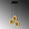 Elegant Gold Chandelier, 46 x 46 cm, Height 124 cm | Adjustable, Metal Body, 3 x E27 Max 40W | Modern Glam Design for Stylish Interiors