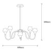 Elegant Black Chandelier, 60 x 60 cm, Metal Body, 5 x E27 Max 40W | Baroque & Industrial Design | Perfect for Traditional & Southwestern Decor