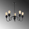 Elegant Black Chandelier, 60 x 60 cm, Metal Body, 5 x E27 Max 40W | Baroque & Industrial Design | Perfect for Traditional & Southwestern Decor