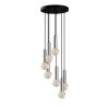Elegant Scandinavian Chandelier, Silver Metal Body, 40 x 40 cm, Height 136 cm, Adjustable, 7 x E27 Max 40W, Perfect for Modern Interiors