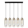 Modern Chandelier with Metal Body, Black & Gold, 132 cm Height | Adjustable, 5 x E27 Sockets, IP20 | Perfect for Glam & Scandinavian Decor