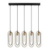 Modern Chandelier with Metal Body, Black & Gold, 132 cm Height | Adjustable, 5 x E27 Sockets, IP20 | Perfect for Glam & Scandinavian Decor