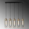 Modern Chandelier with Metal Body, Black & Gold, 132 cm Height | Adjustable, 5 x E27 Sockets, IP20 | Perfect for Glam & Scandinavian Decor
