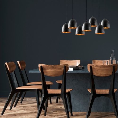 Opviq, 584TTM1367, Modern Industrial Chandelier, Black Metal Body, 85 x 35 cm, Height 113 cm, Adjustable, 7 x E27 Max 40W, Stylish Lighting for Home & Office