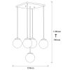 Modern Industrial Chandelier, Black & Fume, 65 x 65 cm, Adjustable Height 110 cm, Metal Body, 5 x E27 Socket, Stylish Lighting for Home & Office