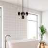 Modern Industrial Chandelier, Black & Fume, 65 x 65 cm, Adjustable Height 110 cm, Metal Body, 5 x E27 Socket, Stylish Lighting for Home & Office