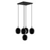 Modern Industrial Chandelier, Black & Fume, 65 x 65 cm, Adjustable Height 110 cm, Metal Body, 5 x E27 Socket, Stylish Lighting for Home & Office
