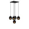 Modern Industrial Chandelier, Black & Fume, 65 x 65 cm, Adjustable Height 110 cm, Metal Body, 5 x E27 Socket, Stylish Lighting for Home & Office
