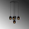 Modern Industrial Chandelier, Black & Fume, 65 x 65 cm, Adjustable Height 110 cm, Metal Body, 5 x E27 Socket, Stylish Lighting for Home & Office