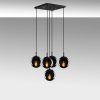 Modern Industrial Chandelier, Black & Fume, 65 x 65 cm, Adjustable Height 110 cm, Metal Body, 5 x E27 Socket, Stylish Lighting for Home & Office