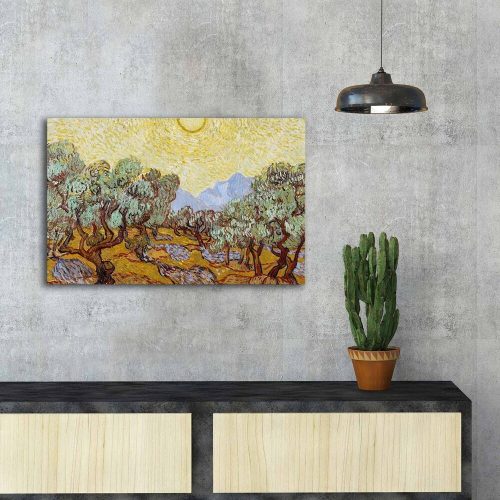 Van Gogh Olive Trees 1889 Decorative Canvas Painting, 45 x 70 cm, 100% Suede Canvas, 100% Wooden Frame (3 cm Thick) | Elegant Art for Home Decor