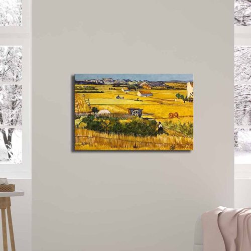 Vincent Van Gogh 'The Harvest' Decorative Canvas Painting, 45 x 70 cm, 100% Suede Canvas, 3 cm Wooden Frame | Elegant Art for Home & Office Decor