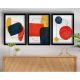 Elegant Decorative Framed MDF Paintings (3 Pieces), 38 x 53 cm | 100% MDF & Wooden Frame | Vibrant Red, Mustard, Navy Blue & White | Perfect for Home Decor