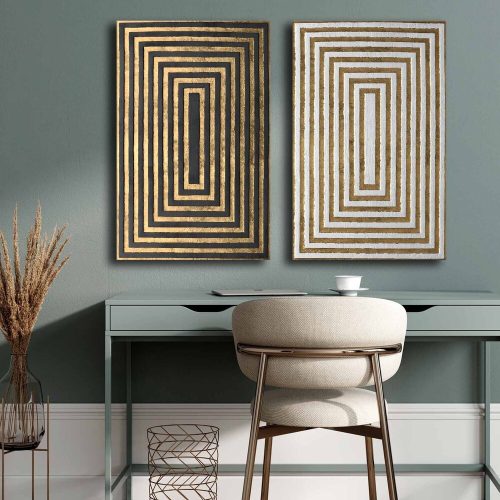 Elegant Decorative Canvas Paintings (2 Pieces), 100% Canvas, 45 x 70 cm Each | 100% Pine Wood Frame | Total Size: 95 x 70 cm | Perfect for Home Decor
