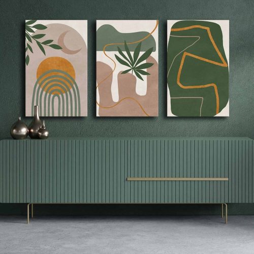 Elegant Decorative Canvas Painting Set (3 Pieces), 100% Canvas & Pine Wood Frame, 45 x 70 cm Each | Total Size: 145 x 70 cm | Perfect for Home Décor
