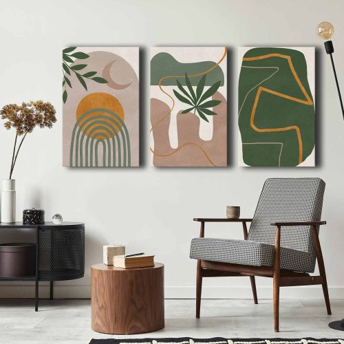 Elegant Decorative Canvas Painting Set (3 Pieces), 100% Canvas & Pine Wood Frame, 45 x 70 cm Each | Total Size: 145 x 70 cm | Perfect for Home Décor