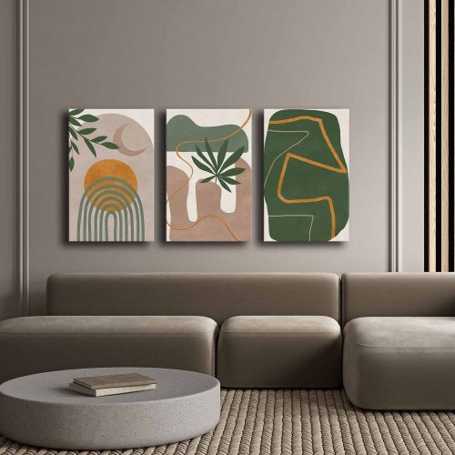 Elegant Decorative Canvas Painting Set (3 Pieces), 100% Canvas & Pine Wood Frame, 45 x 70 cm Each | Total Size: 145 x 70 cm | Perfect for Home Décor