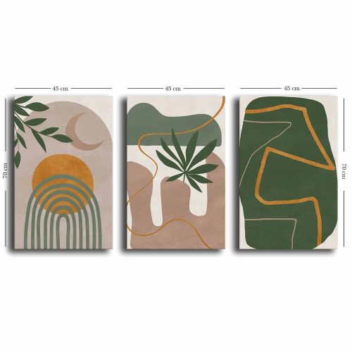 Elegant Decorative Canvas Painting Set (3 Pieces), 100% Canvas & Pine Wood Frame, 45 x 70 cm Each | Total Size: 145 x 70 cm | Perfect for Home Décor