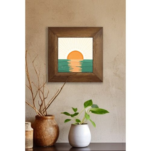 Elegant Decorative Framed Painting, 15.5 x 15.5 cm | 100% Ceramic with 100% Wooden Frame (2.5 cm Thick) | UV Printed Art for Stylish Home Décor