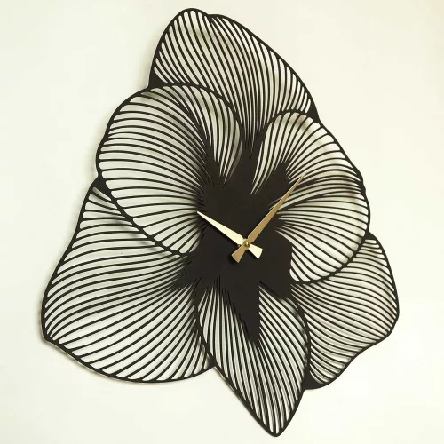 Elegant Black Decorative Metal Wall Clock, 49 x 49 cm | 100% Steel (1.5 mm) | Silent Mechanism for Peaceful Living Spaces | Lightweight 0.8 kg