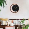 Elegant Decorative Metal Wall Clock, 48 x 48 cm | 100% Steel & Wooden Frame | Silent Mechanism | Black & Walnut | Perfect for Home Decor