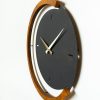 Elegant Decorative Metal Wall Clock, 48 x 48 cm | 100% Steel & Wooden Frame | Silent Mechanism | Black & Walnut | Perfect for Home Decor