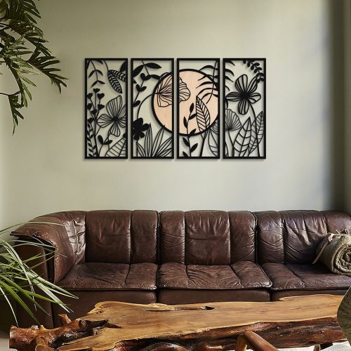 Stylish Decorative Metal Wall Accessory, Black & Beige, 29 x 68 cm | 100% Steel, 1.2 mm Thick | Durable & Elegant Design for Home Décor