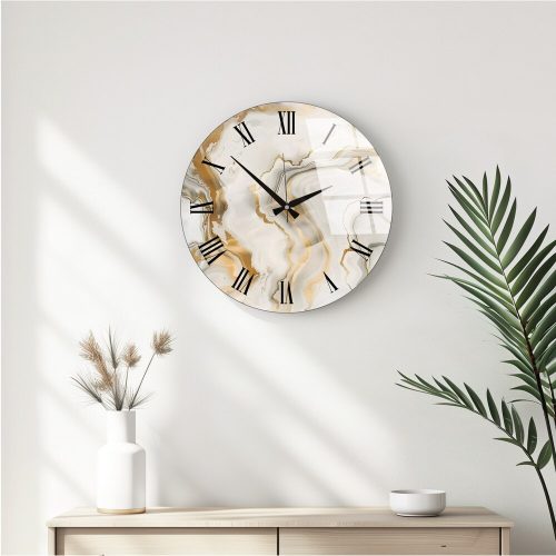 Elegant Decorative Glass Wall Clock, 40 cm Diameter, 100% Glass (4 mm Thick) | Stylish Home Decor for Living Room & Office | Timeless Design
