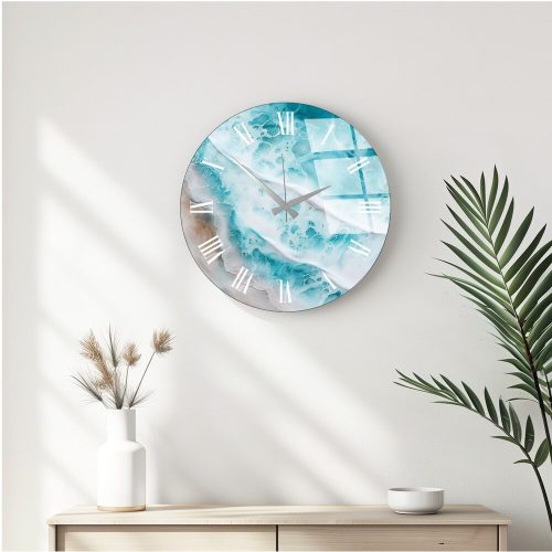 Elegant Decorative Glass Wall Clock, 40 cm Diameter, 100% Glass (4 mm Thick) | Stylish Home Decor for Living Room & Office | Timeless Design