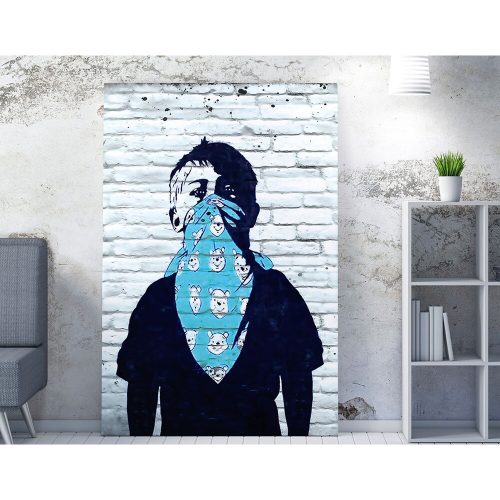 Stunning Banksy Decorative Canvas Painting, 50 x 70 cm, 50% Cotton/50% Polyester, Digital Print on Canvas, Framed with 2 x 3 cm Wooden Frame, Perfect for Modern Decor