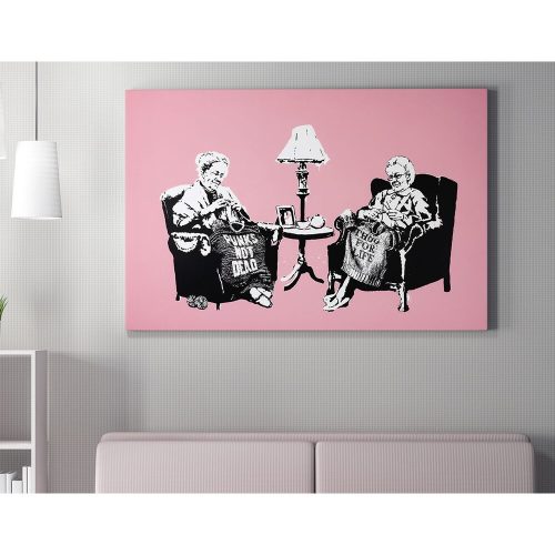 Stunning Banksy Decorative Canvas Painting, 50 x 70 cm, 50% Cotton/50% Polyester, Digital Print on Canvas, Framed with 2 x 3 cm Wooden Frame, Perfect for Modern Decor