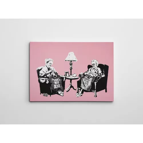 Stunning Banksy Decorative Canvas Painting, 50 x 70 cm, 50% Cotton/50% Polyester, Digital Print on Canvas, Framed with 2 x 3 cm Wooden Frame, Perfect for Modern Decor