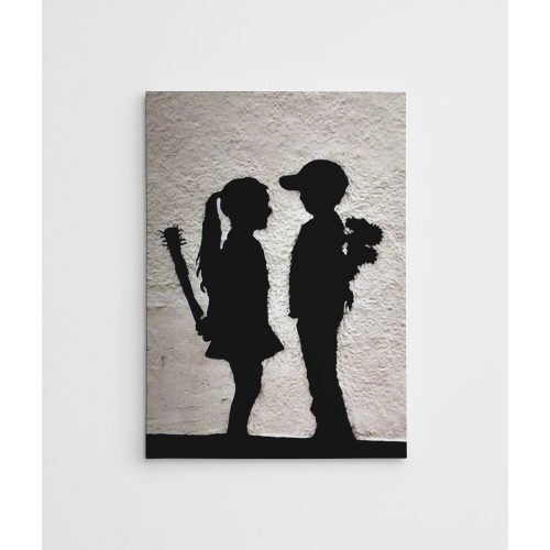 Stunning Banksy Decorative Canvas Painting, 50 x 70 cm, 50% Cotton/50% Polyester, Digital Print on Canvas, Framed with 2 x 3 cm Wooden Frame, Perfect for Modern Decor