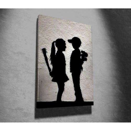 Stunning Banksy Decorative Canvas Painting, 50 x 70 cm, 50% Cotton/50% Polyester, Digital Print on Canvas, Framed with 2 x 3 cm Wooden Frame, Perfect for Modern Decor