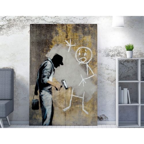 Stunning Banksy Decorative Canvas Painting, 70 x 100 cm, 50% Cotton/50% Polyester, Digital Print on Canvas, Framed with 2 x 3 cm Wooden Frame, Perfect for Modern Decor