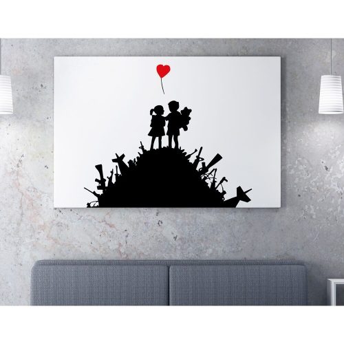 Stunning Banksy Decorative Canvas Painting, 70 x 100 cm, 50% Cotton/50% Polyester, Digital Print on Canvas, Framed with 2 x 3 cm Wooden Frame, Perfect for Modern Decor