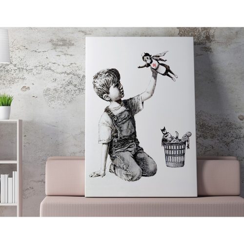 Stunning Banksy Decorative Canvas Painting, 70 x 100 cm, 50% Cotton/50% Polyester, Digital Print on Canvas, Framed with 2 x 3 cm Wooden Frame, Perfect for Modern Decor
