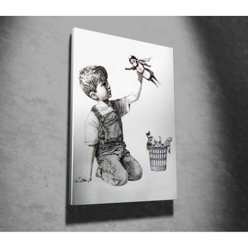 Stunning Banksy Decorative Canvas Painting, 70 x 100 cm, 50% Cotton/50% Polyester, Digital Print on Canvas, Framed with 2 x 3 cm Wooden Frame, Perfect for Modern Decor