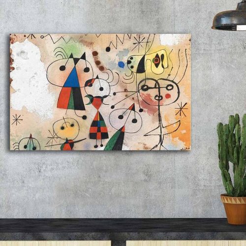Decorative Canvas Painting - The Harlequin's Carnival by Joan Miró, 45 x 70 cm, 100% Suede Canvas, 100% Wooden Frame (3 cm Thick) | Elegant Art for Home Decor