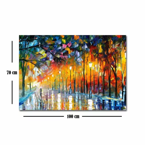 Misty Mood in the Park Canvas Painting by Leonid Afremov, 70 x 100 cm, 100% Suede Canvas, 3 cm Wooden Frame | Elegant Wall Art for Home Decor