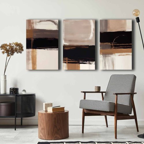 Elegant Decorative Canvas Painting Set (3 Pieces), 100% Canvas & Pine Wood Frame, 45 x 70 cm Each | Total Size: 145 x 70 cm | Perfect for Home Décor