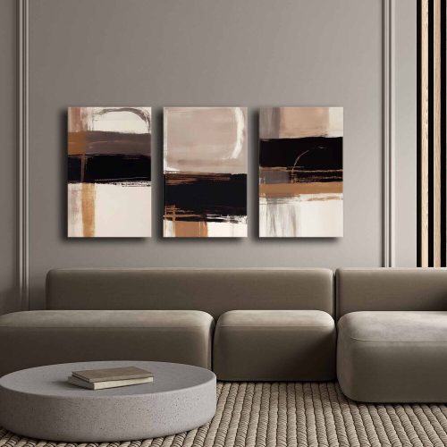 Elegant Decorative Canvas Painting Set (3 Pieces), 100% Canvas & Pine Wood Frame, 45 x 70 cm Each | Total Size: 145 x 70 cm | Perfect for Home Décor