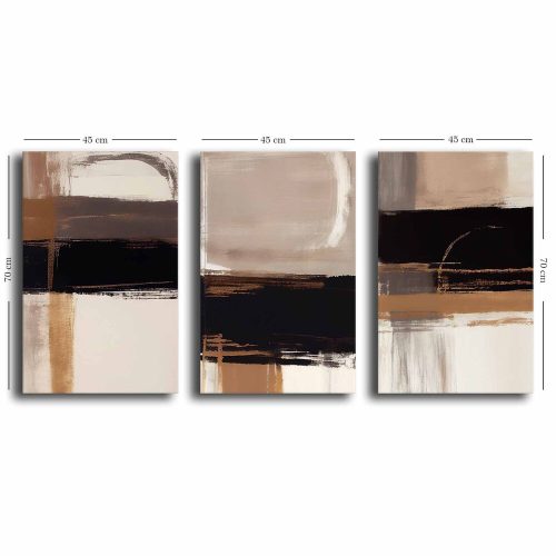 Elegant Decorative Canvas Painting Set (3 Pieces), 100% Canvas & Pine Wood Frame, 45 x 70 cm Each | Total Size: 145 x 70 cm | Perfect for Home Décor