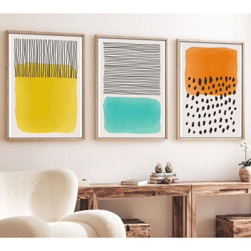 Elegant Decorative Framed MDF Paintings (3 Pieces), 50 x 70 cm | 100% MDF & Solid Wood Frame, 2.5 cm Thick | Perfect for Home Decor & Art Lovers