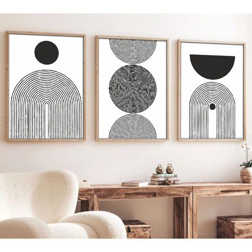 Elegant Decorative Framed MDF Paintings (3 Pieces), 50 x 70 cm | 100% MDF & Solid Wood Frame, 2.5 cm Thick | Perfect for Home Decor & Art Lovers