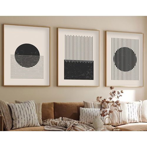 Elegant Decorative Framed MDF Paintings (3 Pieces), 50 x 70 cm | 100% MDF & Solid Wood Frame, 2.5 cm Thick | Perfect for Home Decor & Art Lovers